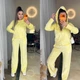 Велюровый спортивный костюм женский (кофта на молнии и штаны палаццо) из плотного велюра 46-48 желтый - изображение 4