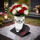 Ваза для цветов на кладбище 25 см из нержавеющей стали | подставка металлическая черная | колба для воды - изображение 3