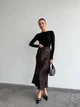 Жіноча довга шовкова спідниця в квіти Uaclothes 46 Чорний (like37209-176411366) - зображення 2