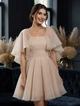 Короткое бежевое нарядное платье с пышной юбкой FashionYouWant XS бежевый 43247459 - изображение 2