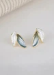 Серьги женские золотистые с листочками Fashion Jewelry Белые с голубым 15887 - изображение 8