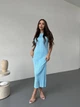 Минималистическое платье макси One size Голубое (8118) - изображение 8