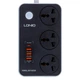 Удлинитель сетевой LDNIO SC3412 разъем Type-C, 3 розетки PD 20вт / QC 3.0 3USB кабель 2m Black-Grey - изображение 1
