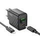 Мережевий зарядний пристрій Hoco CS23A 1USB/1USB-C PD/QC 30W+Type-C to Lightning - зображення 3