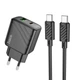Комплект зарядного пристрою Hoco CS23A 1USB/1USB-C PD/QC 30W Type-C to Type-C Чорний - зображення 2