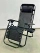 Лежак-шезлонг GRAVITY чорний складний 64×111×89 см, регульована спинка, підголівник, підставка для чашки, металевий каркас, до 120 кг - зображення 9