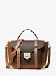 Женская сумка MICHAEL KORS MANHATTAN MEDIUM LEATHER AND LOGO SATCHEL (коричневая) - изображение 2