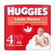 Дитячі підгузки Huggies Little Movers Mega розмір 4 (7-18 кг), 66 шт Дитячі одноразові підгузники з захистом від протікань та сухістю до 12 годин Памперси для дітей - зображення 1