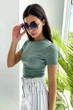 Жіноча приталена футболка з трикотажу з коротким рукавом Seventeen L-XL Зелений (2000000166254) - изображение 4