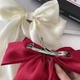 Великий атласний luxury бант - шпилька для волосся (молочний) - зображення 3