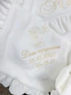 Утеплённая крыжма для мальчика Family Tradition велюровая махра плюш велюр с вышивкой и оборками 100х100 см белая Мамина любовь - изображение 3