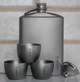 Титановая фляга для алкогольных напитков Tiartisan titanium 260 мл + 3 рюмки по 40 мл туристическая прямоугольная бутылка подарочная + воронка и чехол - изображение 1
