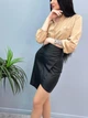 Кожаная юбка каранраш мини на флисе из экокожи короткая повседневная 42, Черный - изображение 3