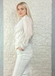 Блуза з драпірованим overlay-шаром біла Top Win S-L 14-401 - изображение 6