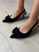 Туфли женские Meideli 2051-12 slingback лодочки с бантом на каблуке 36 черные - изображение 5