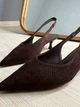 Туфли женские Meideli 2051-38 slingback замшевые лодочки с перфорацией 36 коричневые - изображение 4