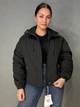 Куртка женская YZY 30128 ветровка оверсайз с капюшоном на подкладке one size черная - изображение 1