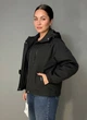 Куртка женская YZY 30128 ветровка оверсайз с капюшоном на подкладке one size черная - изображение 3