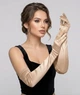 Рукавички жіночі атласні довгі вечірні вище ліктя Honey Fashion Accessories S/M бежевий (7-20) - изображение 1