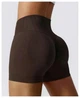 Спортивные женские короткие шорты Soft SQ с перекрестным поясом и эффектом push up для фитнеса, йоги, танцев Бесшовные с утяжкой Однотонные XS-S Темный шоколад (SQSH03S) - изображение 2
