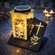 Лампадка солнечная прямоугольная золотая | металлическая | LED имитация пламени | 24 см - изображение 2