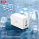 Мережевий зарядний пристрій XO CE13 65W GaN fast charging (2USB-C 65W/1USB-A 22.5W) White (XO-CE13) - зображення 4