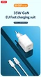 Мережевий зарядний пристрій XO CE07 Dual PD 35W GaN lamp display fast Charger White (XO-CE07) - зображення 2
