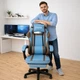 Геймерское кресло ThroneX PVC 007 с массажной подушкой, подножкой, до 130 кг, голубое с коричневым - изображение 8