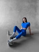 Спортивный костюм со «швами наружу» (топ-футболка и леггинсы), цвета электрик, размер S - изображение 6