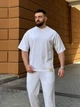 Чоловічий костюм двійка футболка та штани з двонитки світлий сірий L ST1070 - изображение 2