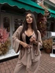 Повседневный брючный костюм женский (кардиган-кимоно с капюшоном и брюки) из ангоры S-М (42-46) бежевый - изображение 9