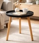 Журнальний столик круглий Stenson M50278-BL 42×42 см Чорний металевий з дерев’яними ніжками - зображення 2
