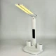 Лампа настольная светодиодная с LED-дисплеем и часами, складной аккумуляторный светильник для чтения и обучения с регулировкой яркости, 3 режимами света и подставкой органайзером, для офиса и дома, SLV-26-White - изображение 6