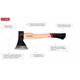 Топор 600 г, ручка пекан, 48-57 HRC INTERTOOL HT-0256 (20870) - изображение 7