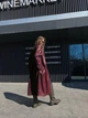Жіночий тренч з екошкіри з поясом, на підкладці, бургунді SM - зображення 2