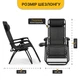Кресло шезлонг для релакса на 120 кг LEOBRO Zero Gravity Black (LB-ZGC-F1-BLK) - изображение 6