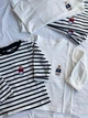 Лонгслив, кофта с длинными рукавами, поло, полосатая белая с черным, 90 см - изображение 6