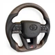 Анатомический руль для Toyota Land Cruiser 100, Prado 120. GR. Коричневое дерево. Черный логотип. - изображение 2