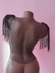 Кроп-топ сітка зі стразами та бахромою Honey Fashion Accessories S/M чорний (10-54) - зображення 5