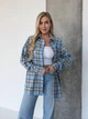 Женская фланелевая рубашка в клетку голубого цвета 37320 One Size - изображение 2