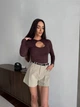 Жіночий лонгслів з вирізом крапля Uaclothes 42-46 Коричневий (like37353-177851360) - зображення 3