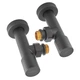 Комплект кранов для полотенцесушителя угловой Koer KR.SET.535 BLACK - M1/2''xM1/2'' удлиненный (KR5844) - изображение 6