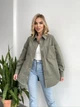 Женская джинсовая рубашка Shift Oversize зеленая хаки (фисташковая) 46-48 (L/XL) - изображение 4
