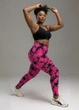 Женские лосины батал плюс сайз пушап больших размеров Push-up plus size с высокой посадкой Мраморные тай-дай розовые 3XL (L7037241) - изображение 7
