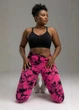 Женские лосины батал плюс сайз пушап больших размеров Push-up plus size с высокой посадкой Мраморные тай-дай розовые 3XL (L7037241) - изображение 10