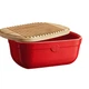 Хлебница с крышкой-доской для нарезки Emile Henry Storage 35.5 x 24.5 x 15.8 см красный 348750 (08701307) - изображение 2