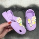 Крокси дитячі ЕВА для дівчинки Dago Style лавандові з квітами 35р (22,3 см) 7172 - зображення 4