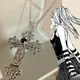 Кулон большой Крест на цепочке в стиле Готика Y2K Гранж Тетрадь смерти Death Note винтажный цветочный серебряный с камнем - изображение 3