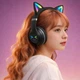 Беспроводные наушники Onvex BT612I с кошачьими ушками, RGB-подсветкой, Bluetooth 5.3, FM-радио, MicroSD, AUX, складные Black - изображение 3