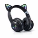 Беспроводные наушники Onvex BT612I с кошачьими ушками, RGB-подсветкой, Bluetooth 5.3, FM-радио, MicroSD, AUX, складные Black - изображение 4